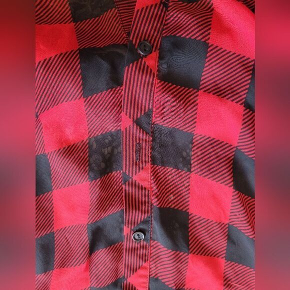 Charming Charlie sheer plaid button up - Picture 6 of 6